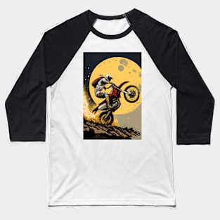 Dirt bike flying on mars - yellow background Baseball T-Shirt